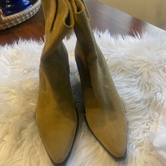 ZARA Cowboy Ankle Boots Suede Brown Leather Size 40 / 9 New - Picture 7 of 8